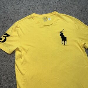 Polo Ralph Lauren Shirt Mens M Yellow Short Sleeve Big Pony Rugby Casual Preppy